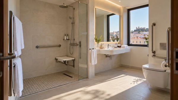 Dimensions idéales pour douche, lavabo et WC dans une salle de bain accessible
