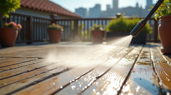 Optez pour un nettoyage de terrasse bois à Bayonne sans chimie